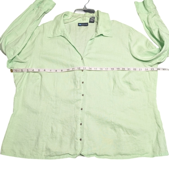 Relativity Pistachio Light Green 100% Linen Snap Button Down Shirt Size 2X - Picture 5 of 7
